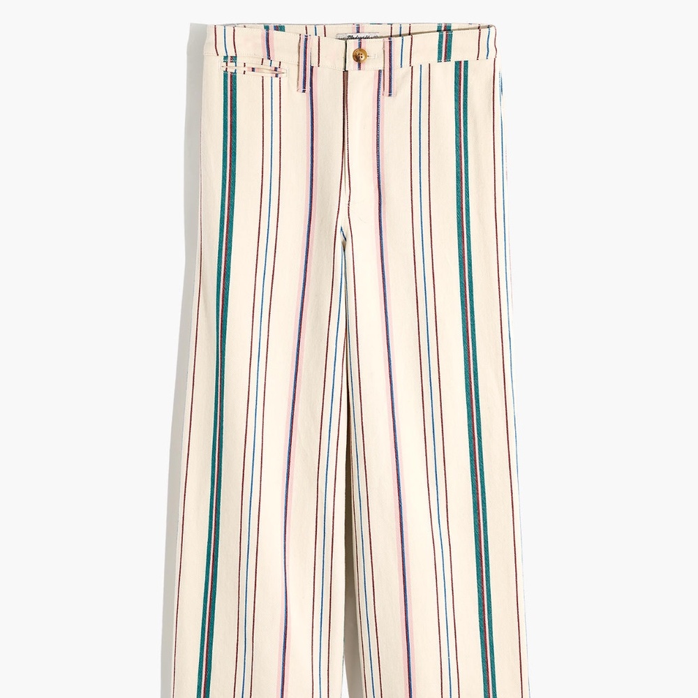 Madewell Wide Leg High Waist Stripe Crop Pants 25P - Picture 3 of 11